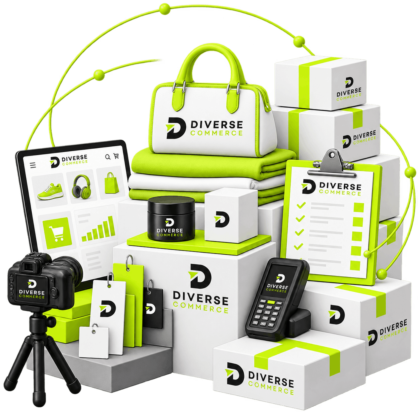 Catalogue and Supply Work | Product Listing and Supplier Management Product Listing and Supplier Management - a camera on a tripod and colour swatches beside product samples